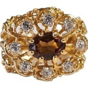 Amber Topaz Cocktail Ring 5 3/4